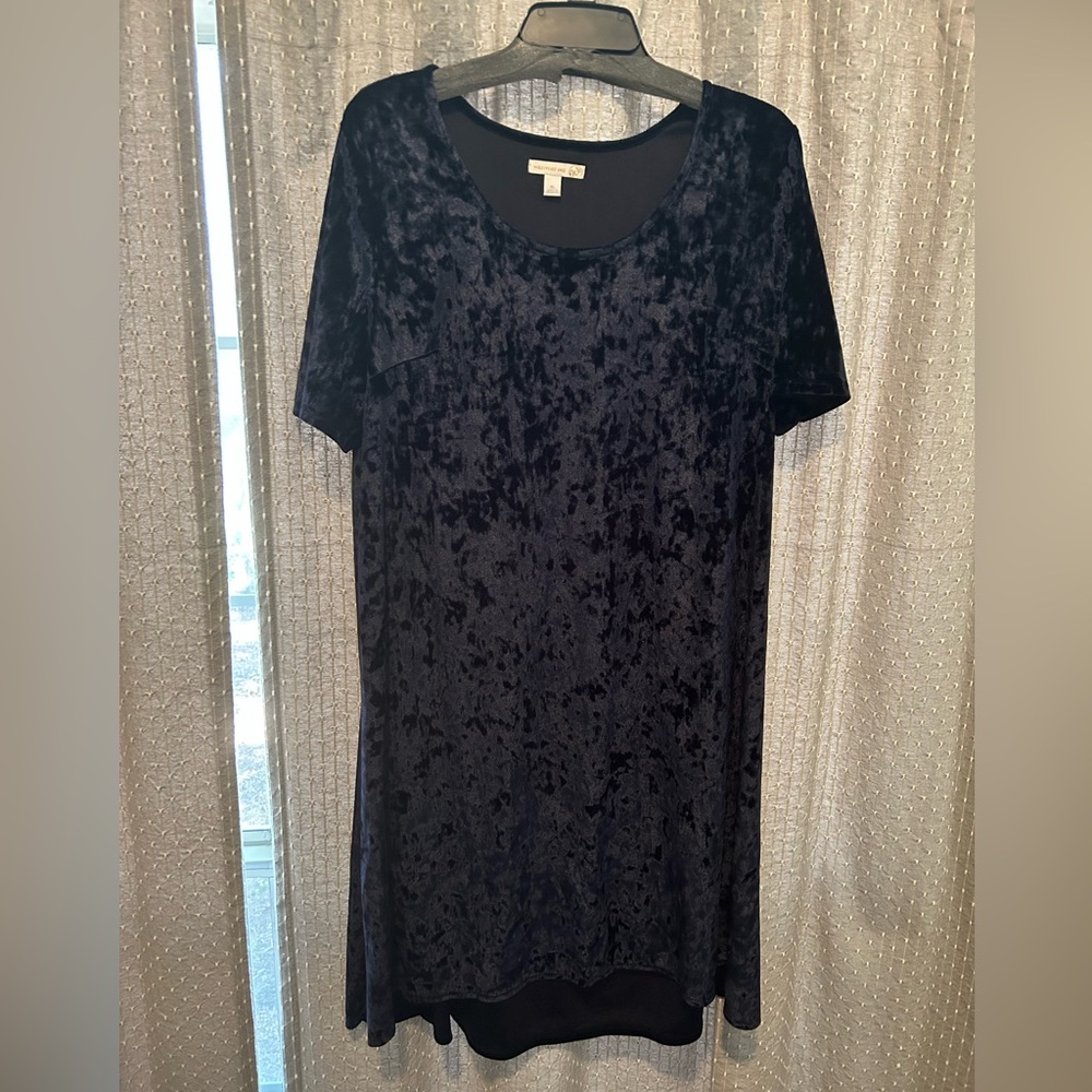 Navy Blue Crushed Velvet XL Dress